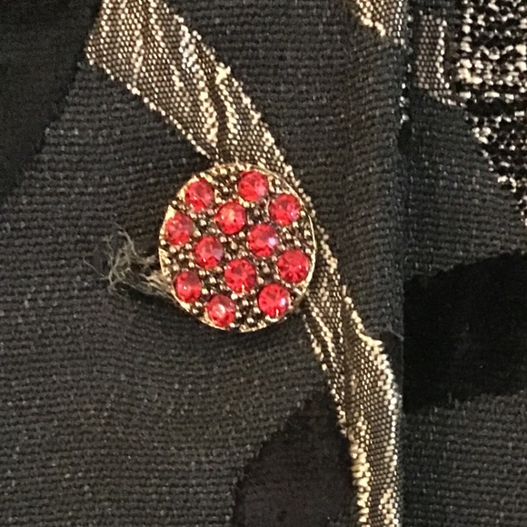 Fabulous 3/4 length black/dark gold brocade textured coat size M - Picture 3 of 9